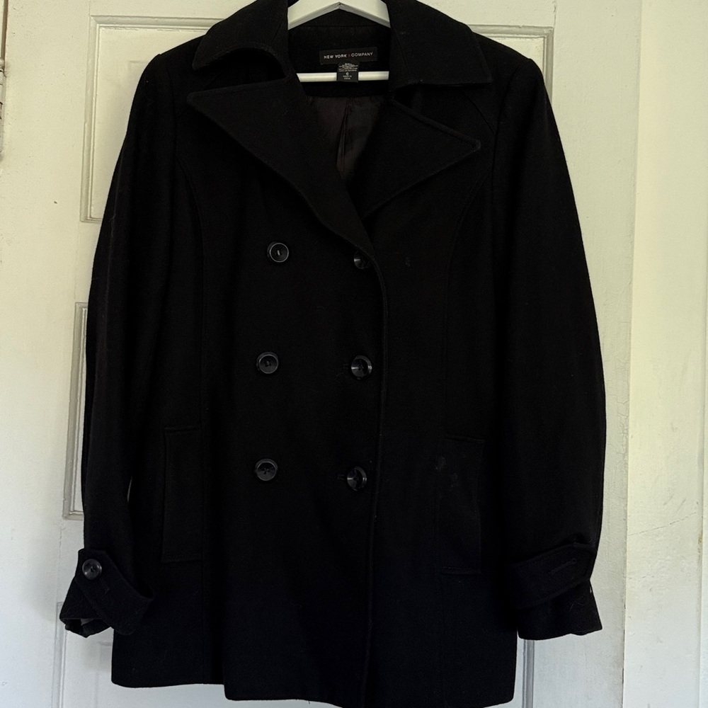 New York & Company Classic Black Pea Coat size 6